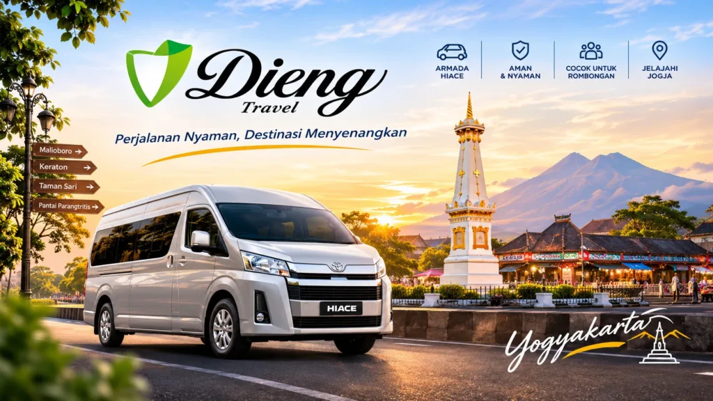 Armada Toyota Hiace Dieng Travel di Tugu Jogja, travel Malang Jogja nyaman dan aman